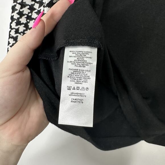 NEW Ann Taylor Womens XXSP Black Long Semi Sheer Sleeve Mock Neck Blouse - Picture 3 of 4